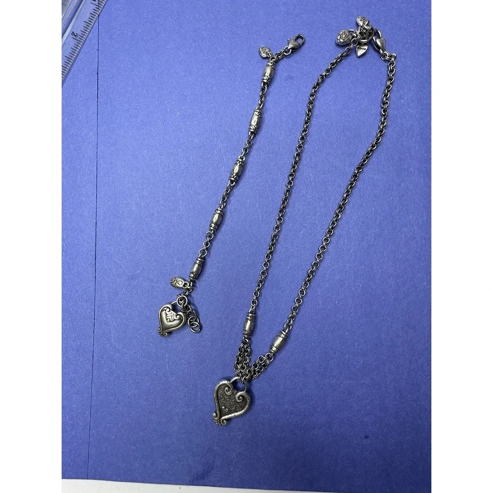 Brighton Necklace Bracelet Set‎ Heart Creative Memories Silver Barrel Links